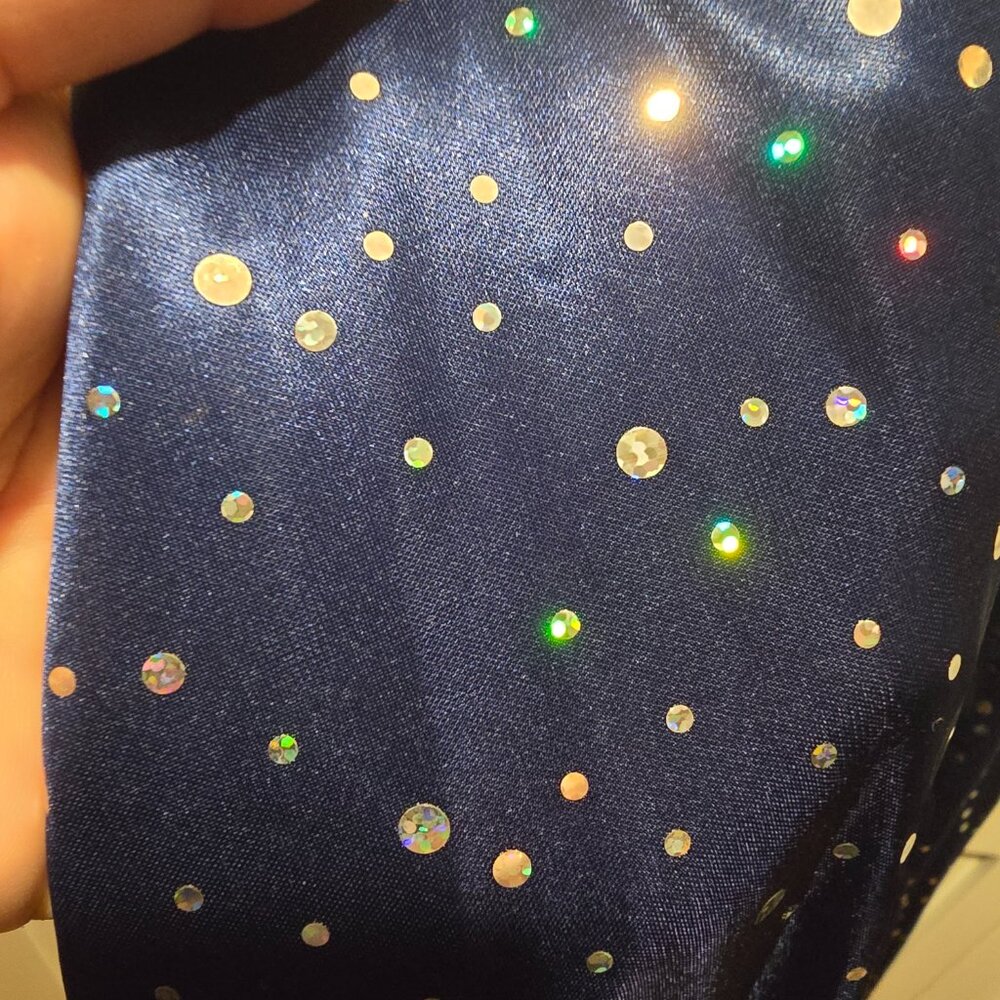 Sequin Hearts Satin Blue Glittery Party Dress - Picture 2 of 9